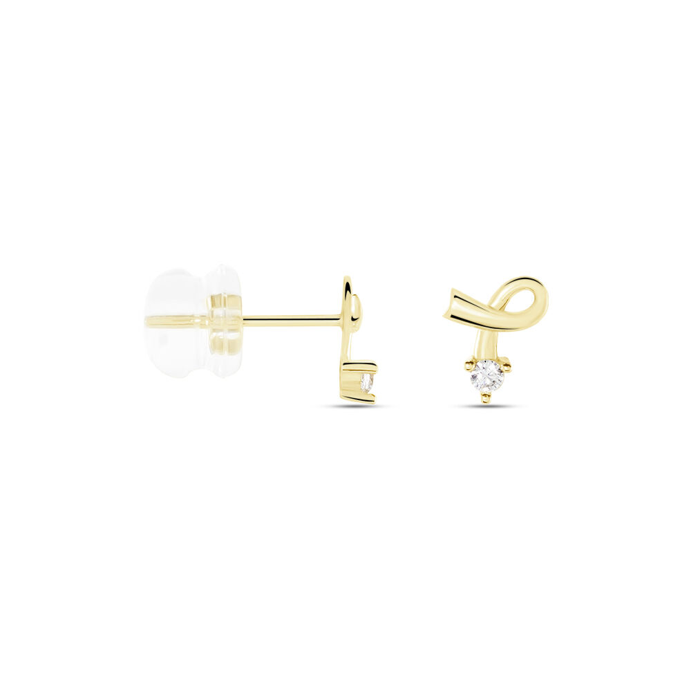 Boucles D'oreilles Puces Alvina Ruban Or Jaune Oxyde De Zirconium - Puces Femme | Marc Orian