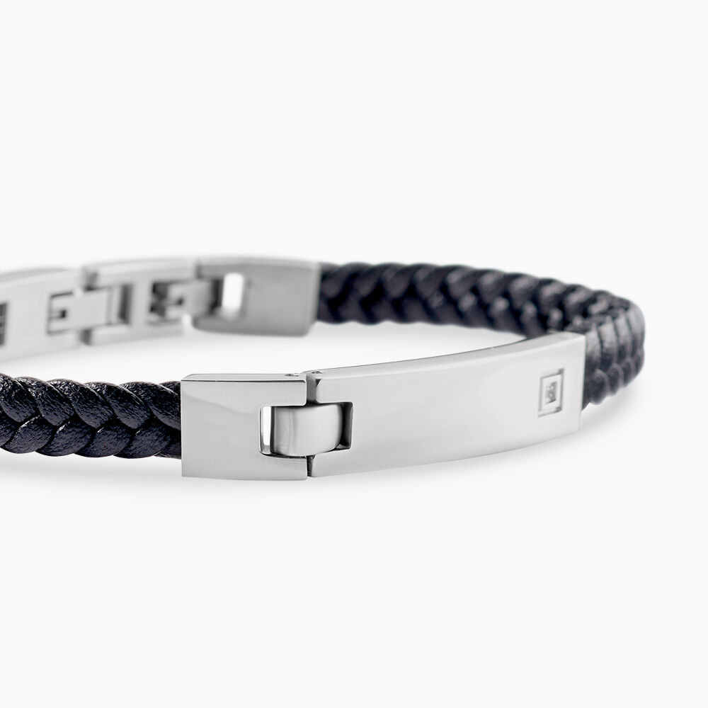 Bracelet Phebus Him Casual Acier Blanc Diamant - Bracelets cuir Homme | Marc Orian