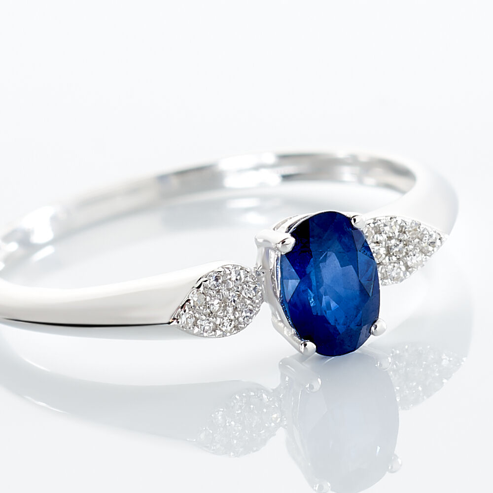 Bague Edgina Or Blanc Saphir Et Diamant - Solitaires Femme | Marc Orian