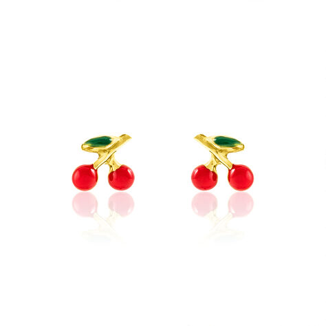 Boucles D'oreilles Puces Cherry Cerise Or Jaune - Clous d'oreilles Enfant | Marc Orian