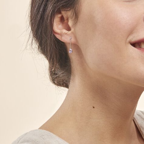 Boucles D'oreilles Pendantes Goutte Or Blanc Amethyste - Boucles d'oreilles Pendantes Femme | Marc Orian