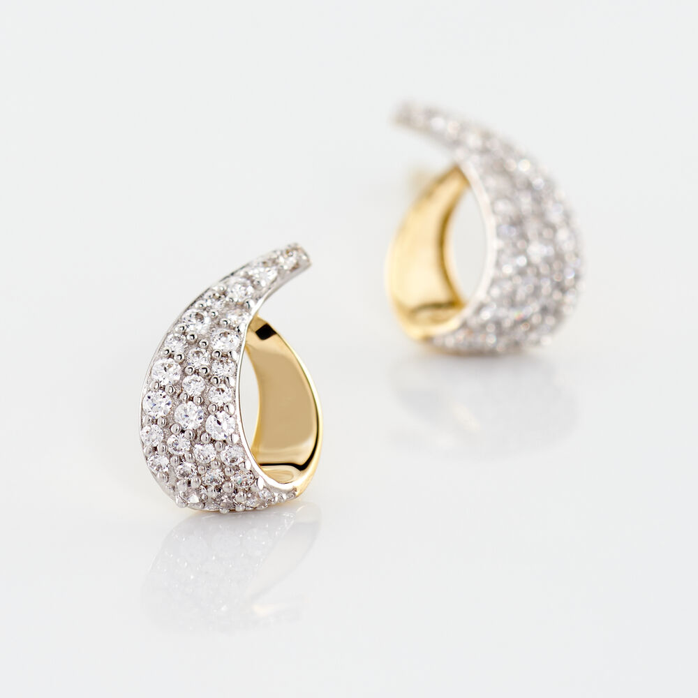 Boucles D'oreilles Puces Boucle D'or Or Jaune Oxyde De Zirconium - Puces Femme | Marc Orian