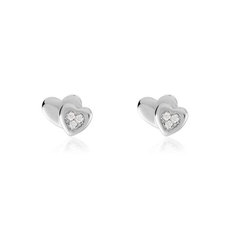 Boucles D'oreilles Puces Argent Blanc Dounyo Oxydes De Zirconium - Clous d'oreilles Femme | Marc Orian