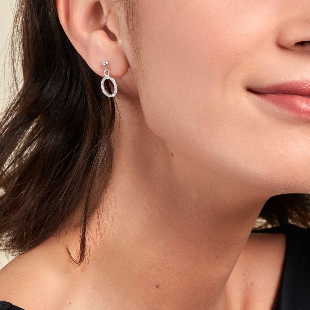 Boucles D'oreilles Pendantes Kimber Argent Blanc Oxyde De Zirconium - Pendantes Femme | Marc Orian