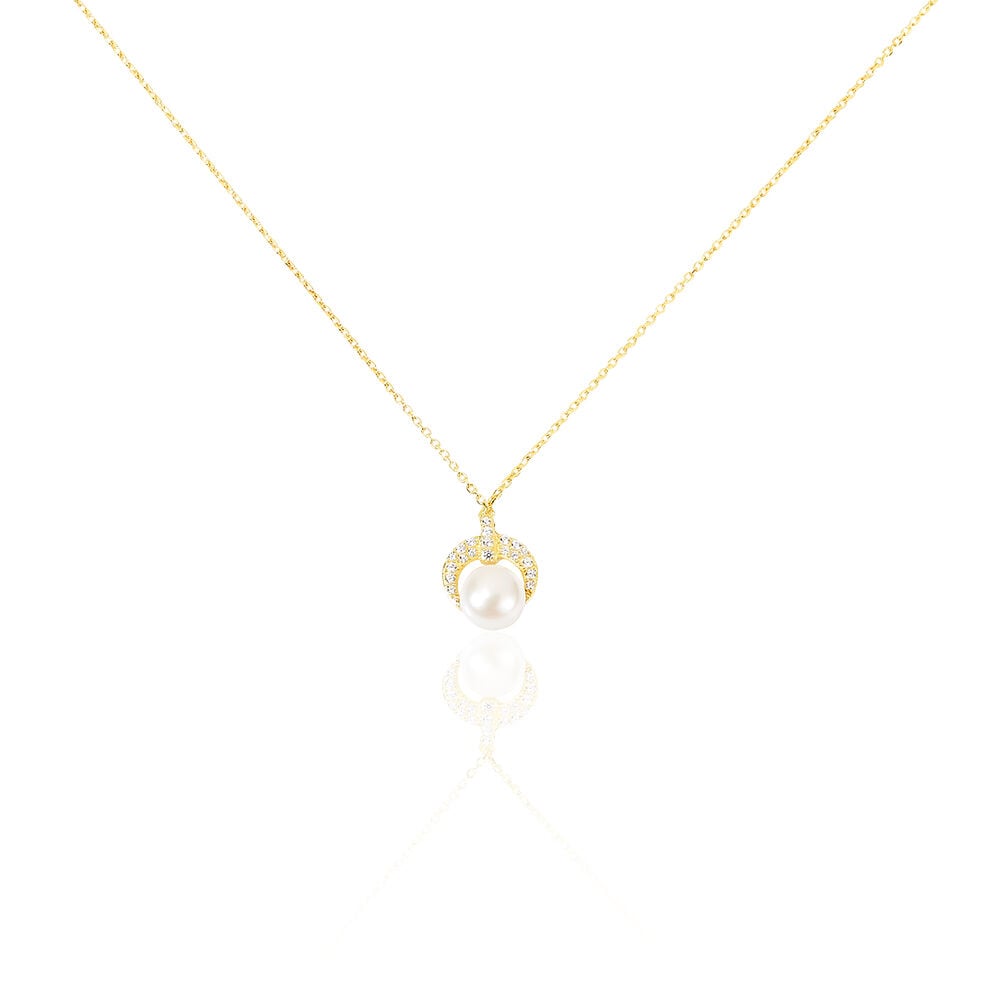 Collier Aloys Or Jaune Perle De Culture Et Oxyde De Zirconium - Colliers avec pierres Femme | Marc Orian