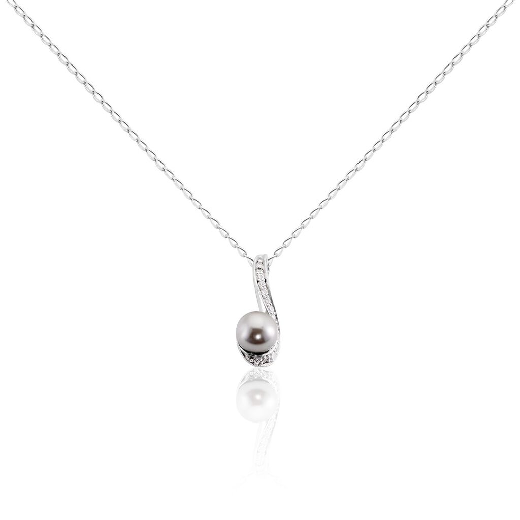Collier Armance Argent Blanc Perle D'imitation Oxyde - Colliers avec pierres Femme | Marc Orian