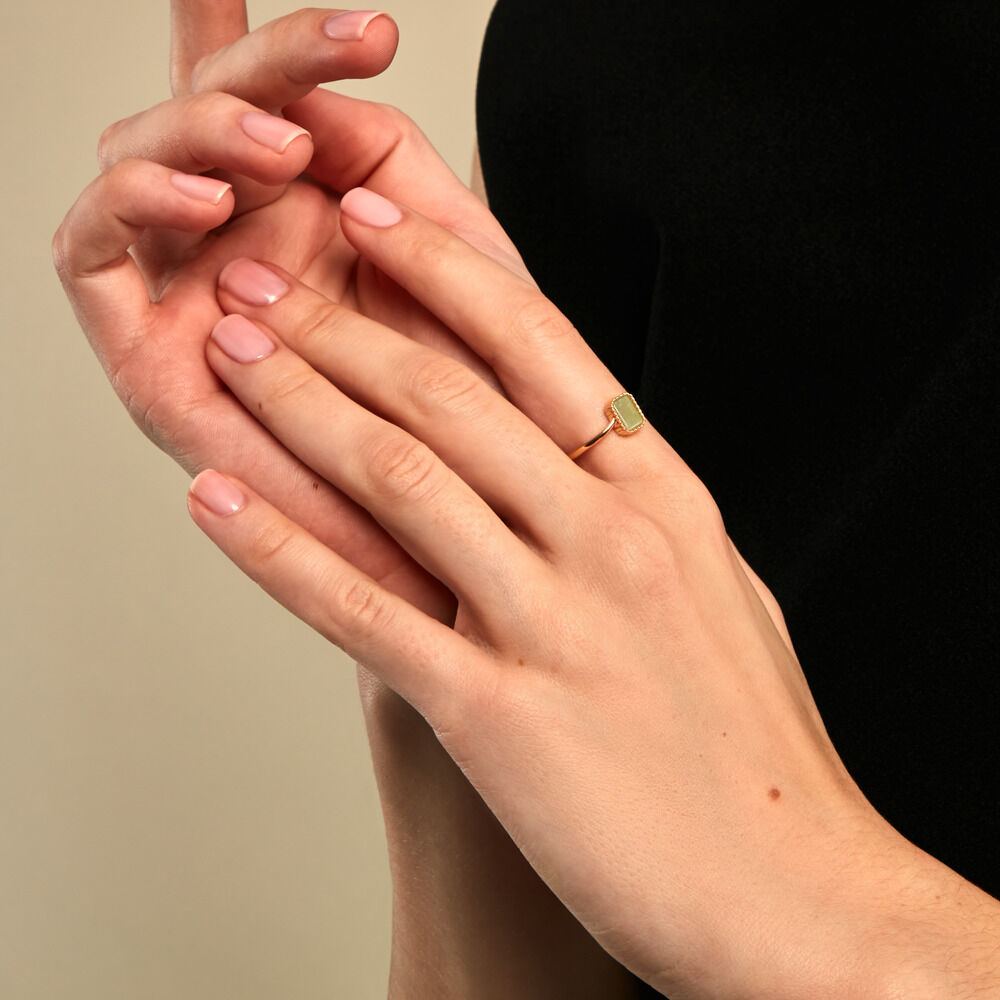 Bague Memory Plaqu&eacute; Or Jaune Aventurine - Bijoux fantaisie Femme | Marc Orian