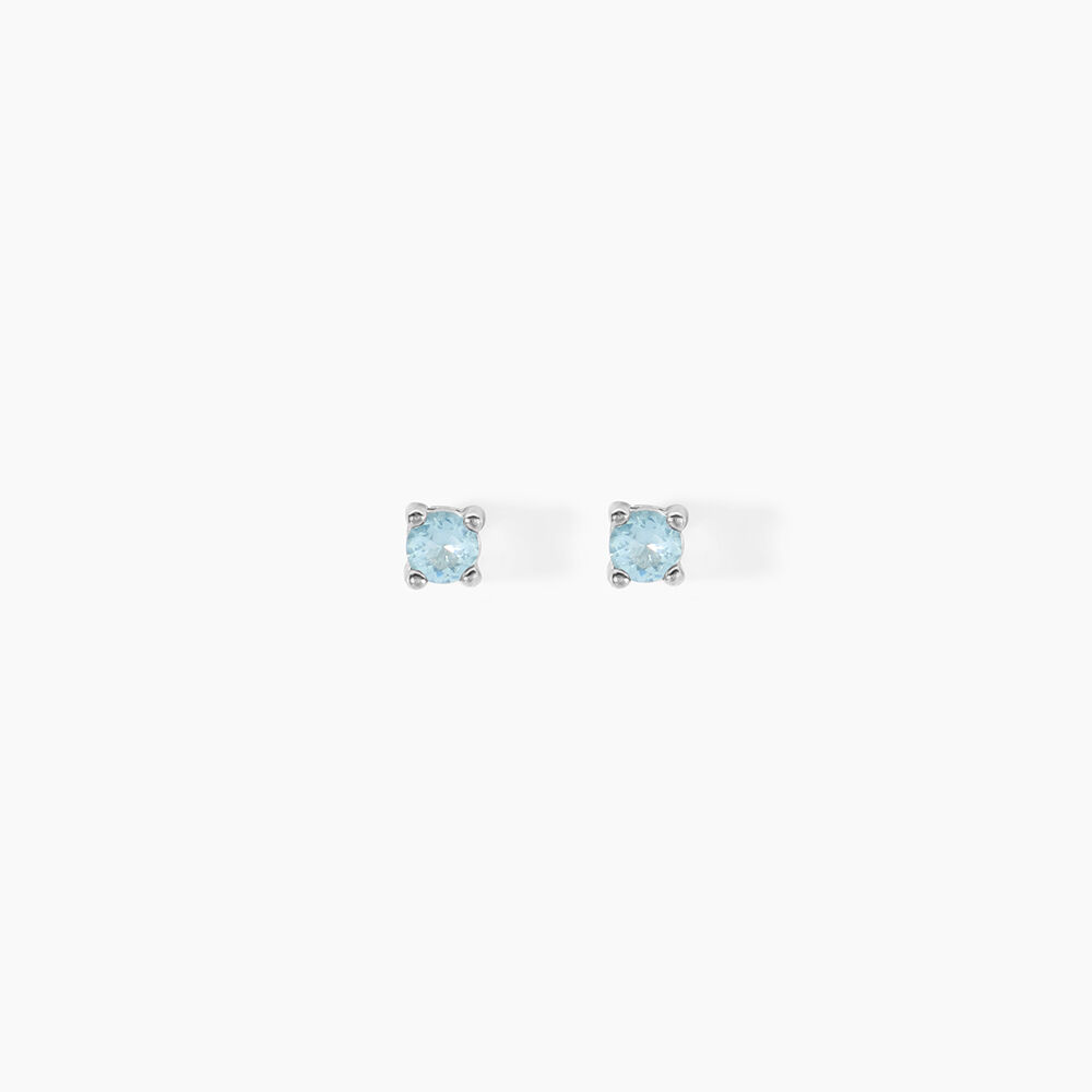Boucles D'oreilles Puces Tehora Argent Blanc Verre - Puces Femme | Marc Orian