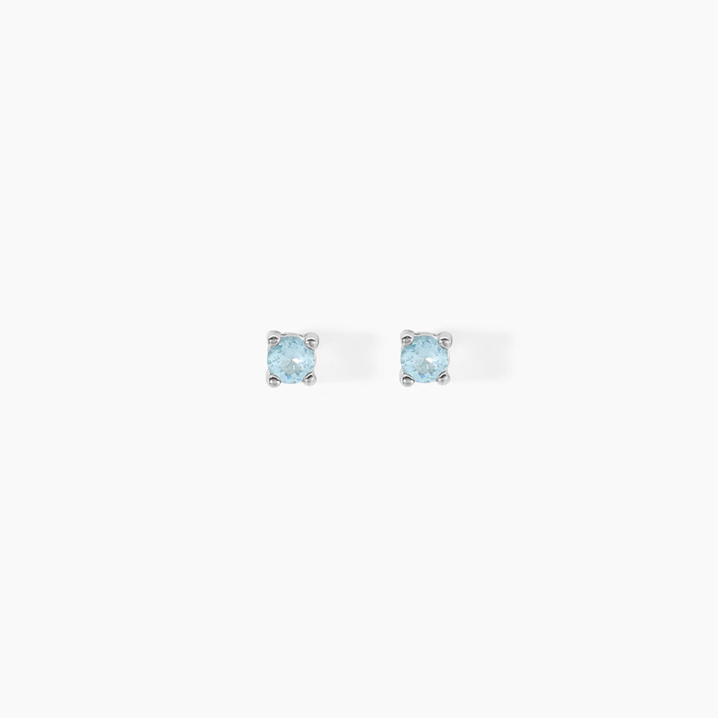 Boucles D'oreilles Puces Tehora Argent Blanc Verre - Puces Femme | Marc Orian