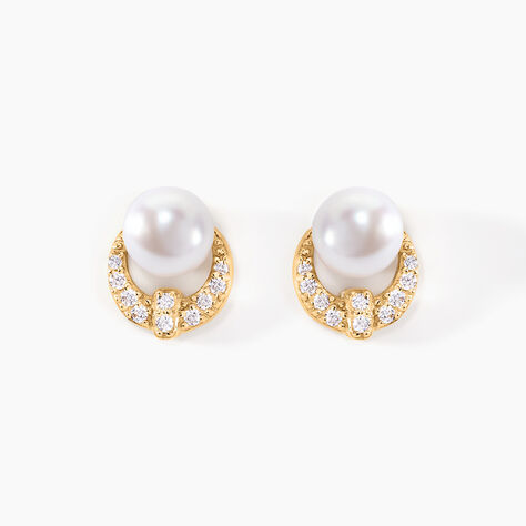 Boucles D'oreilles Puces Aloys Or Jaune Perle De Culture - Puces Femme | Marc Orian