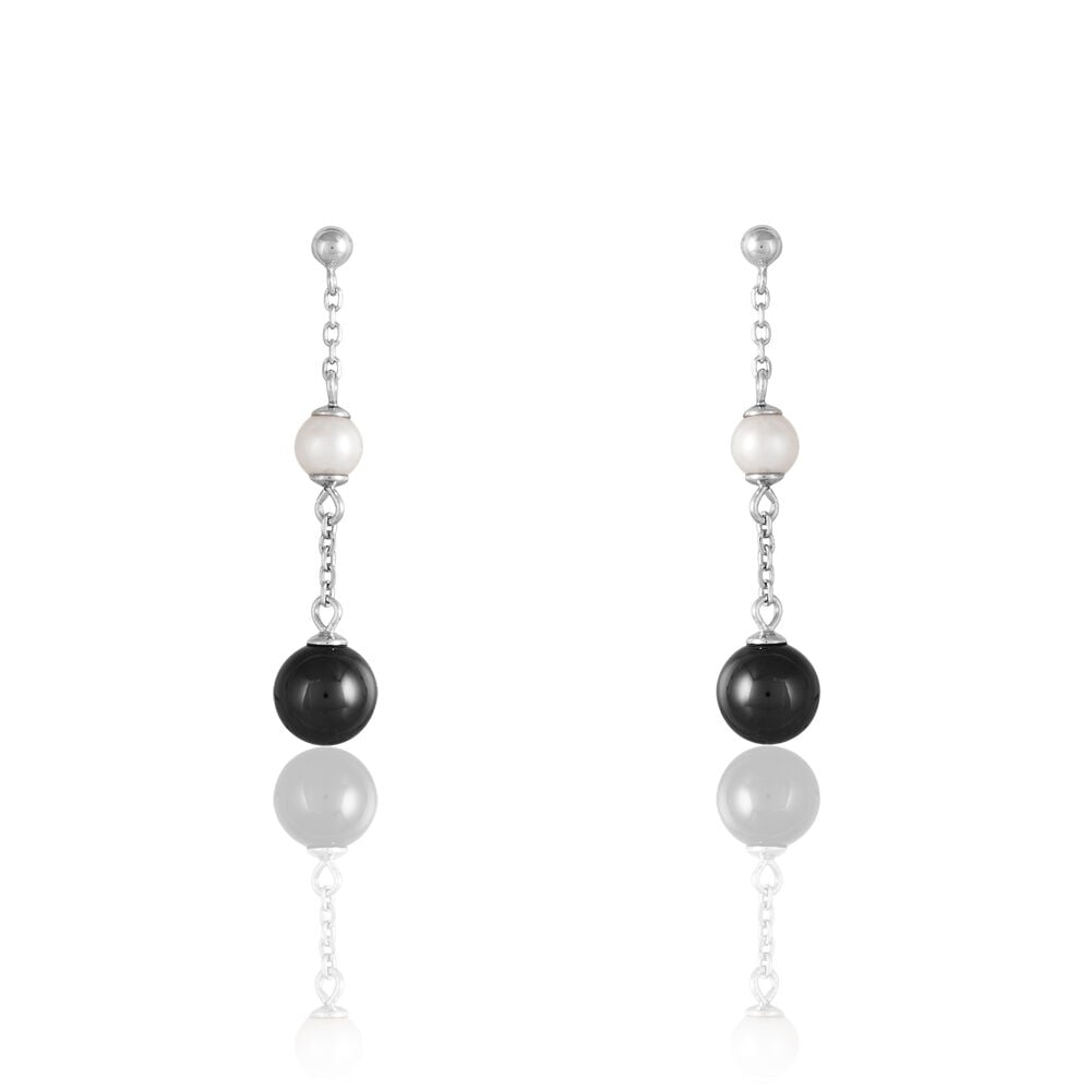 Boucles D'oreilles Pendantes Lucia Cera Argent Blanc Perle De Culture - Pendantes Femme | Marc Orian
