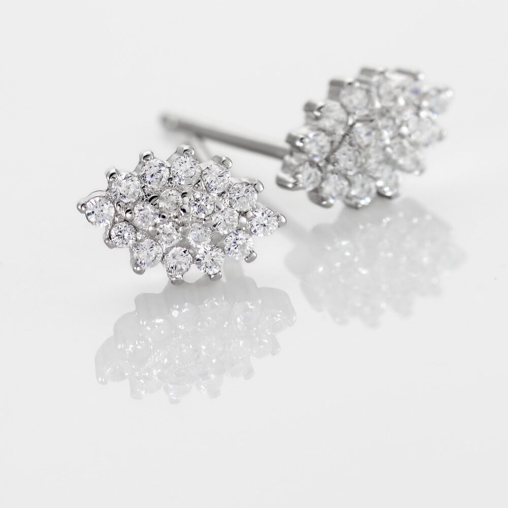 Boucles D'oreilles Puces Argent Blanc Hellouin Oxydes De Zirconium - Puces Femme | Marc Orian