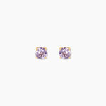 Boucles D'oreilles Puces Elea Or Jaune Amethyste Violet - Puces Femme | Marc Orian