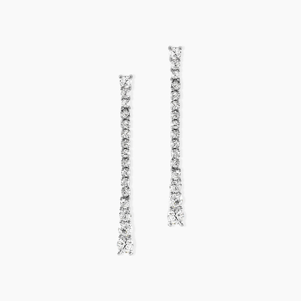 Boucles D'oreilles Pendantes Amenis Argent Blanc Oxyde De Zirconium - Pendantes Femme | Marc Orian