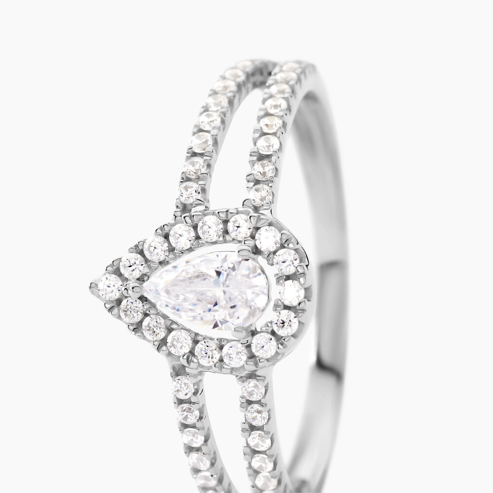 Bague Hildana Or Blanc Oxyde De Zirconium - Solitaires Femme | Marc Orian