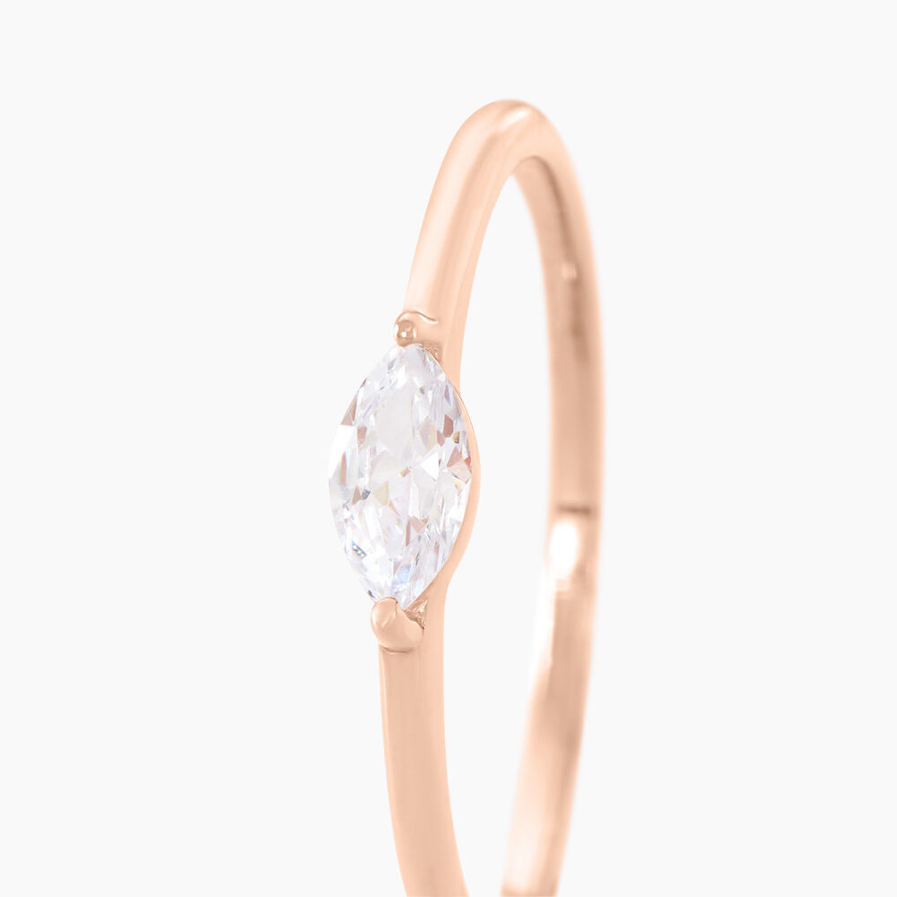 Bague Navette Argent Rose Oxyde De Zirconium - Solitaires Femme | Marc Orian