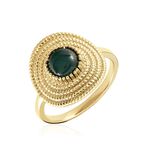 Bague Plaqu&eacute; Or Ilia Ronde Perle Pierre Verte - Bagues de promesse Femme | Marc Orian