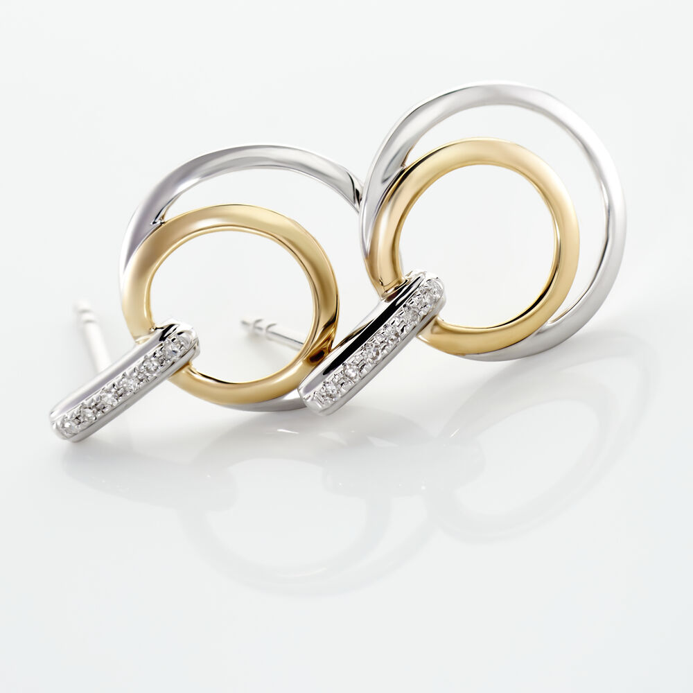 Boucles D'oreilles Pendantes Or Bicolore Eloisia Diamants - Pendantes Femme | Marc Orian