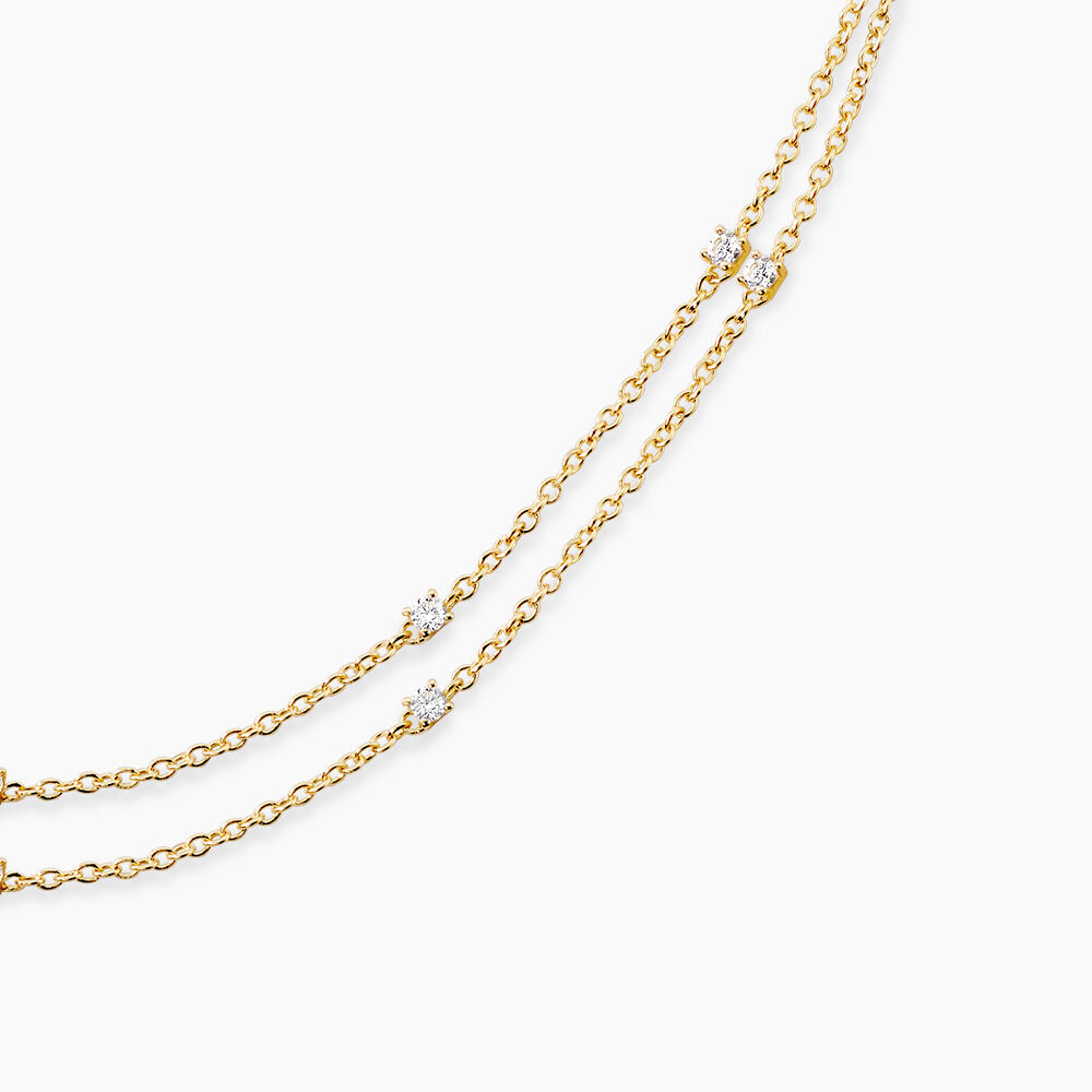 Collier Modestie Argent Dor&eacute; A L'Or 750/1000 Oxyde De Zirconium - Colliers avec pierres Femme | Marc Orian