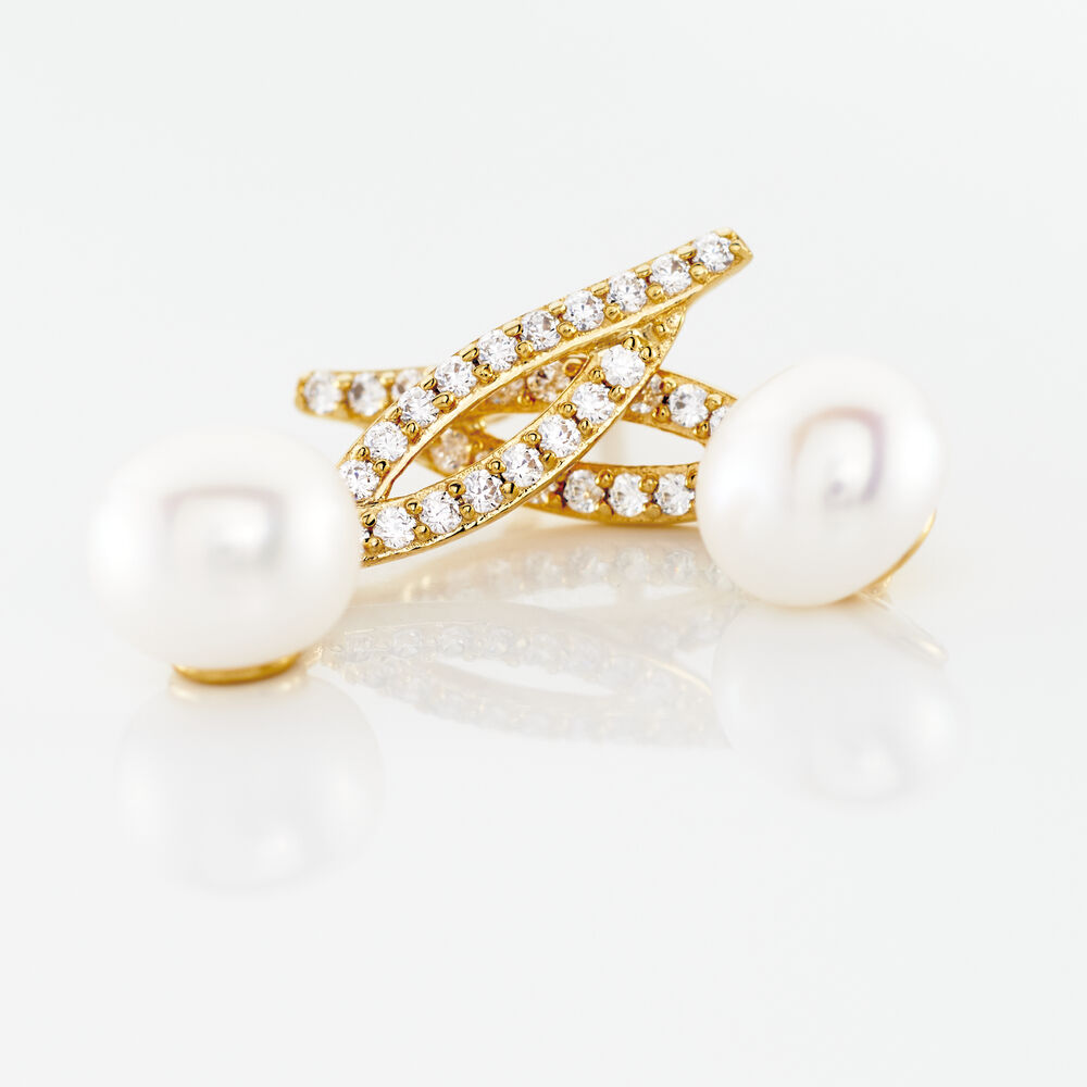 Boucles D'oreilles Pendantes Tesnimae Or Jaune Oxyde Perle De Culture - Boucles d'oreilles mariage Femme | Marc Orian