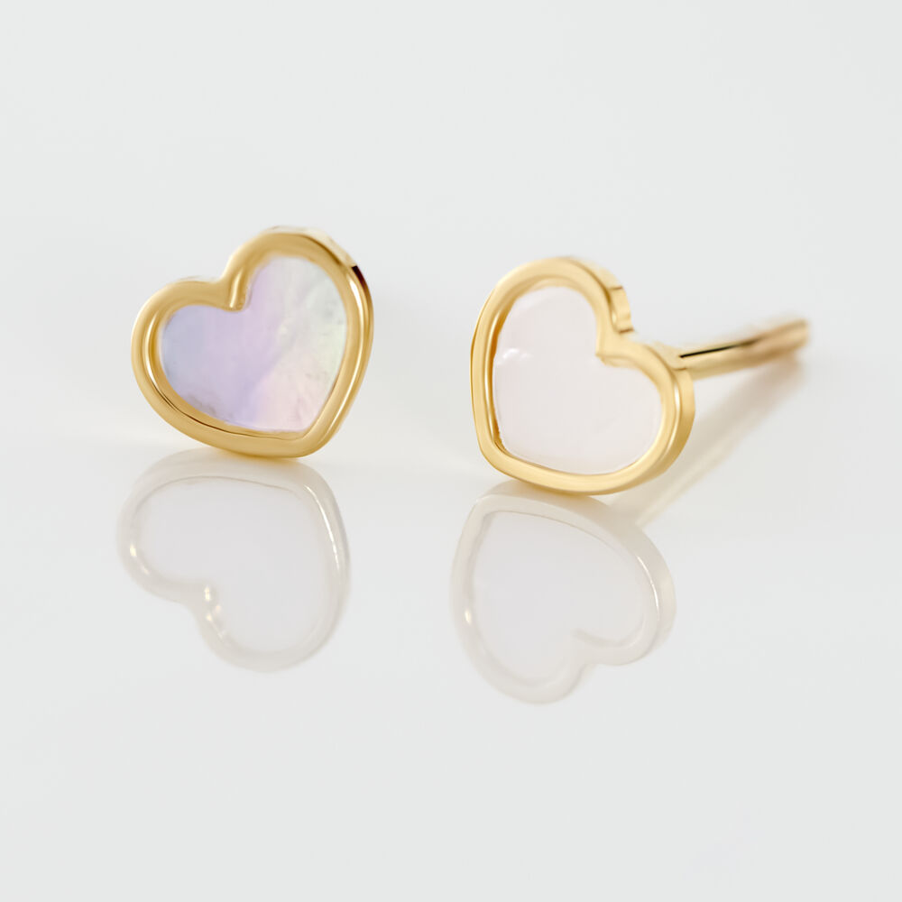 Boucles D'oreilles Puces Amaryllis Coeur Or Jaune Nacre - Puces Enfant | Marc Orian