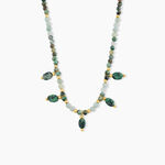 Collier Acier Jaune Turquoise Amazonite Agate - Colliers avec pierres Femme | Marc Orian