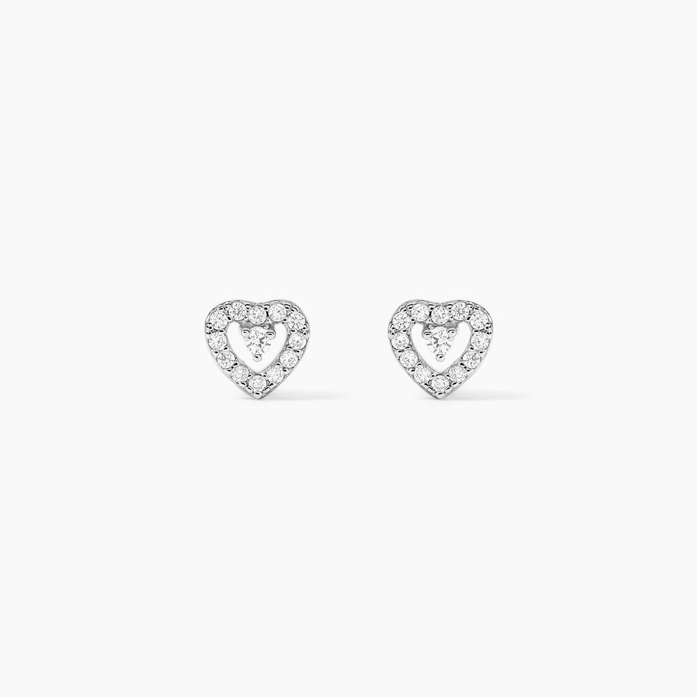 Boucles D'oreilles Puces Argent Blanc Gautiere Oxydes De Zirconium - Puces Femme | Marc Orian
