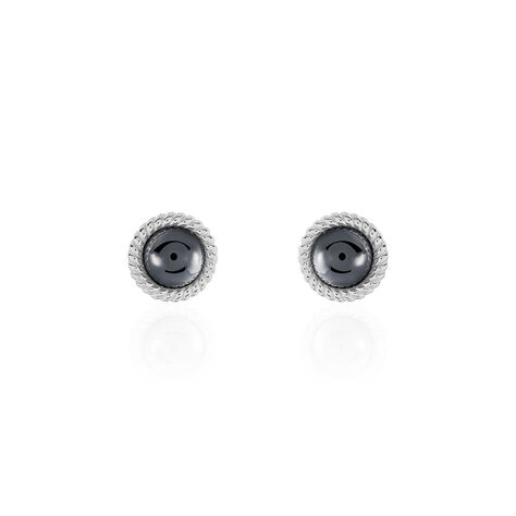 Boucles D'oreilles Puces Adelyne Argent Blanc Céramique - Puces Femme | Marc Orian