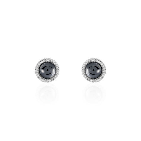 Boucles D'oreilles Puces Adelyne Argent Blanc Céramique - Clous d'oreilles Femme | Marc Orian