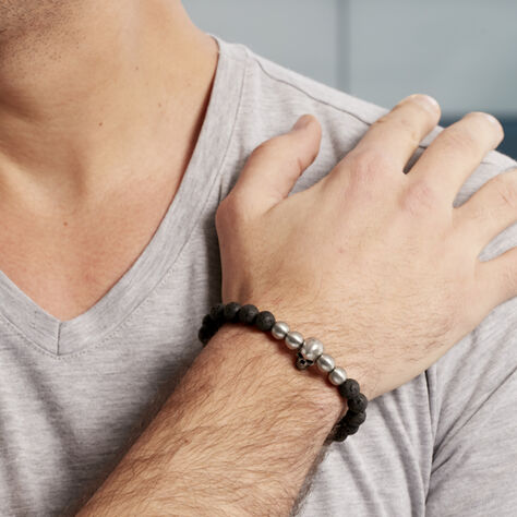 Bracelet Leto Acier Blanc Pierre De Lave - Bracelets chaînes Homme | Marc Orian