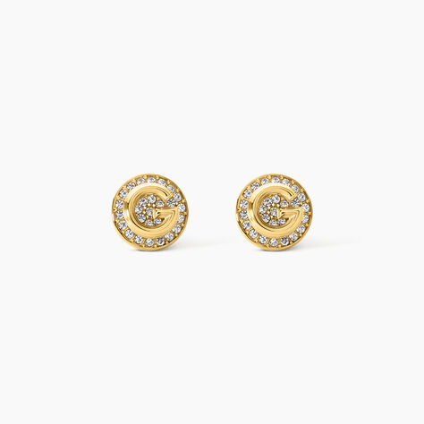 Boucles D'Oreilles Puces Guess G Crystal Acier Jaune Oxyde De Zirconium - Puces Femme | Marc Orian