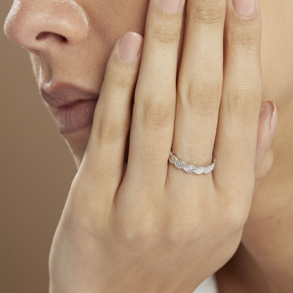 Alliance Marielle Ruban Plat Or Blanc - Alliances duo Unisex | Marc Orian