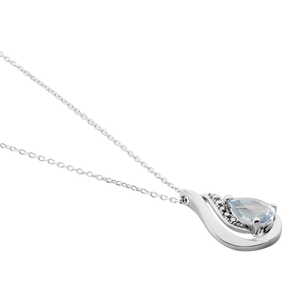 Collier Daen Or Blanc Topaze Oxyde - Colliers avec pierres Femme | Marc Orian