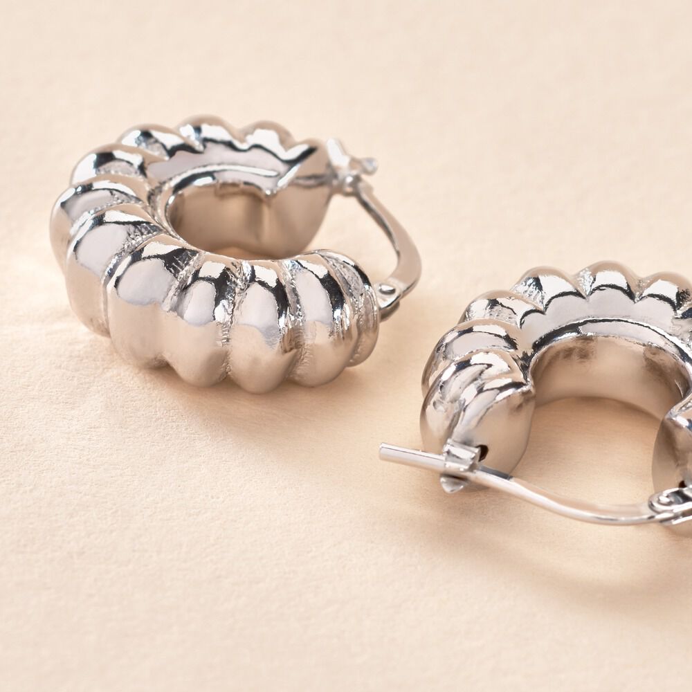 Cr&eacute;oles Arie Argent Blanc - Cr&eacute;oles Femme | Marc Orian