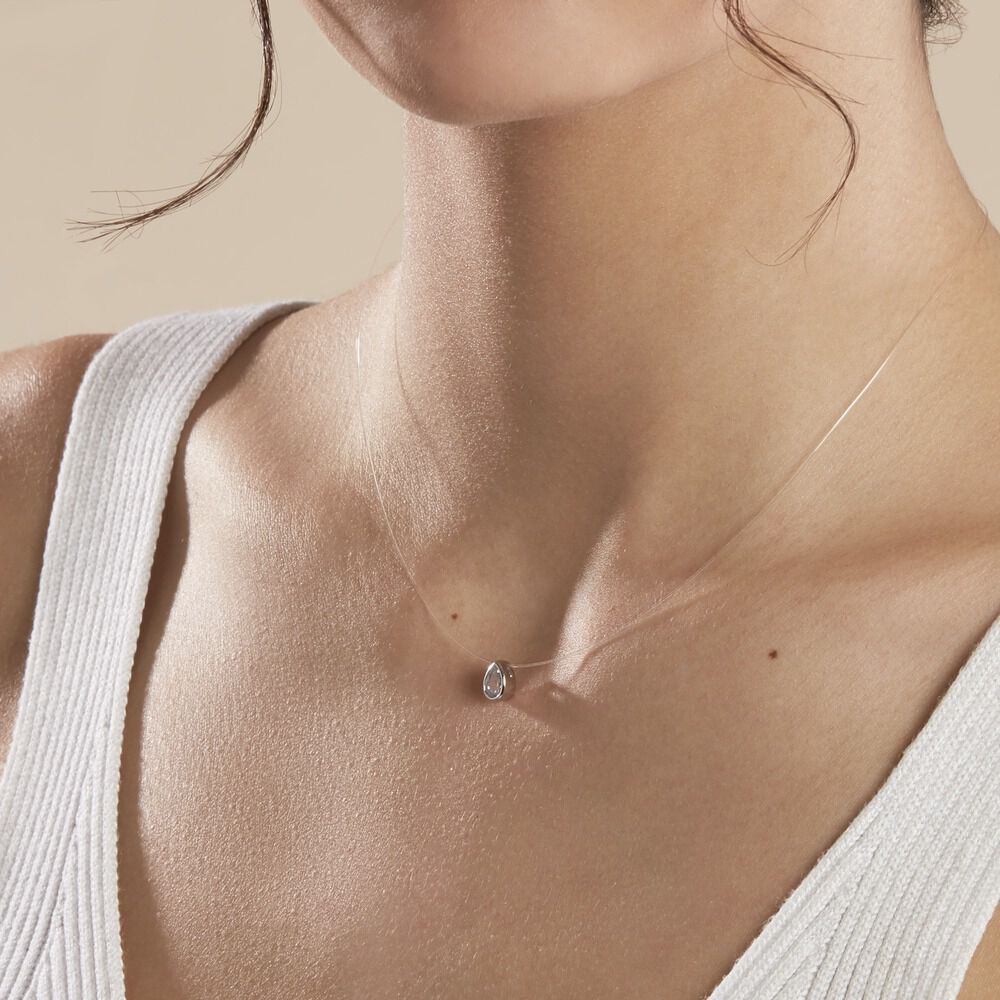 Collier Nylon Argent Blanc Oxyde - Colliers avec pierres Femme | Marc Orian
