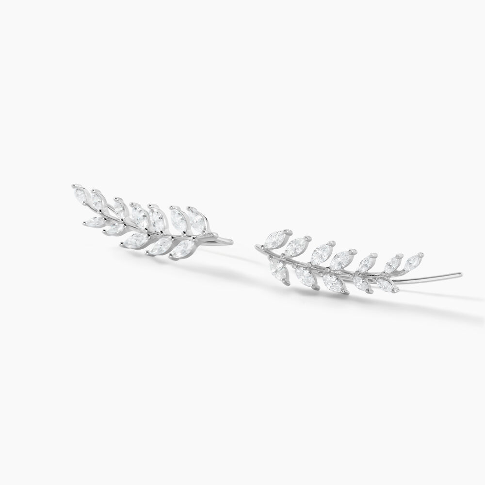 Boucles D'oreilles Grimpantes Sakira Argent Blanc Oxyde De Zirconium -  Femme | Marc Orian