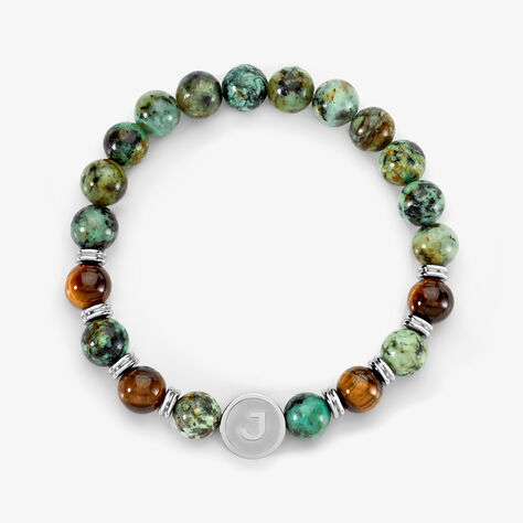 Bracelet Jourdan Archimedes Acier Argenté Oeil De Tigre Turquoise - Bijoux Homme | Marc Orian