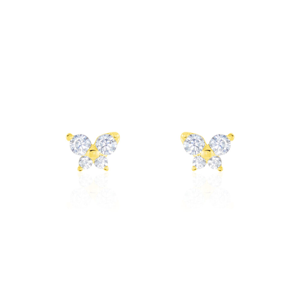 Boucles D'oreilles Puces Eleanor Fleur Or Jaune Oxyde De Zirconium - Puces Famille | Marc Orian