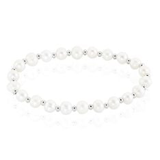 Bracelet Elastiqué Argent Rhodié Sidel Perles De Culture - Bracelets chaînes Femme | Marc Orian