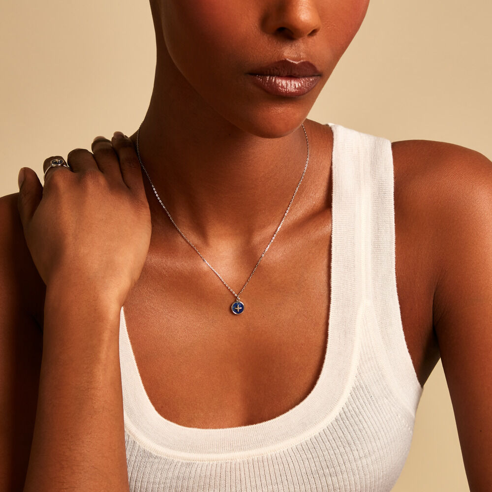 Collier Talismania Argent Blanc Lapis Lazuli - Colliers avec pierres Femme | Marc Orian