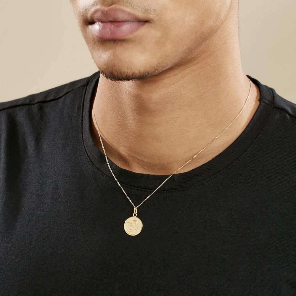 Pendentif Ange Rond Mat Or Jaune - Médailles et médaillons Famille | Marc Orian