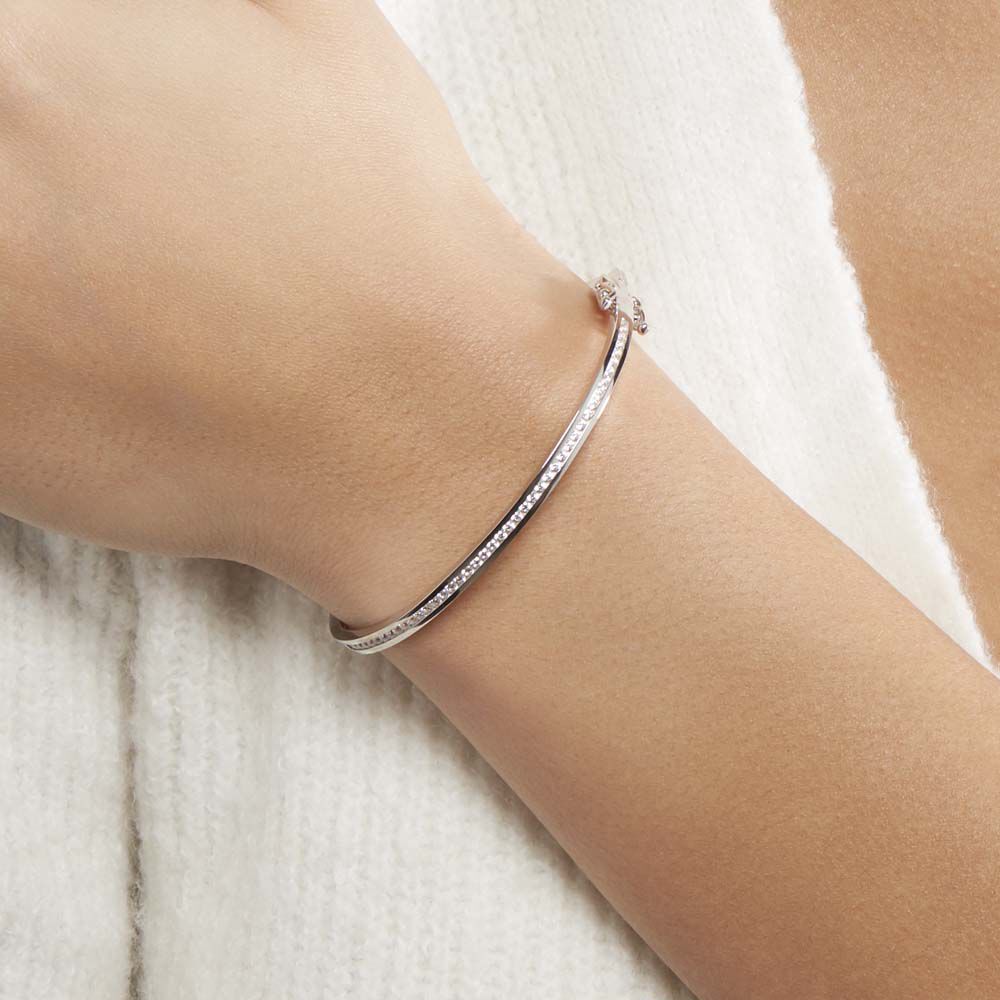 Bracelet Jonc Laurianne Argent Blanc Oxyde De Zirconium - Bracelets joncs Femme | Marc Orian