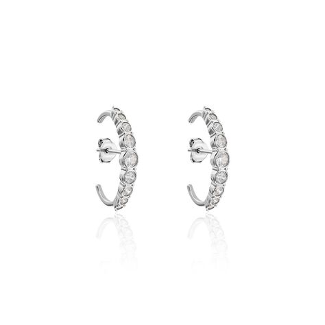 Créoles Liviu Argent Blanc Oxyde De Zirconium - Boucles d'oreilles Créoles Femme | Marc Orian