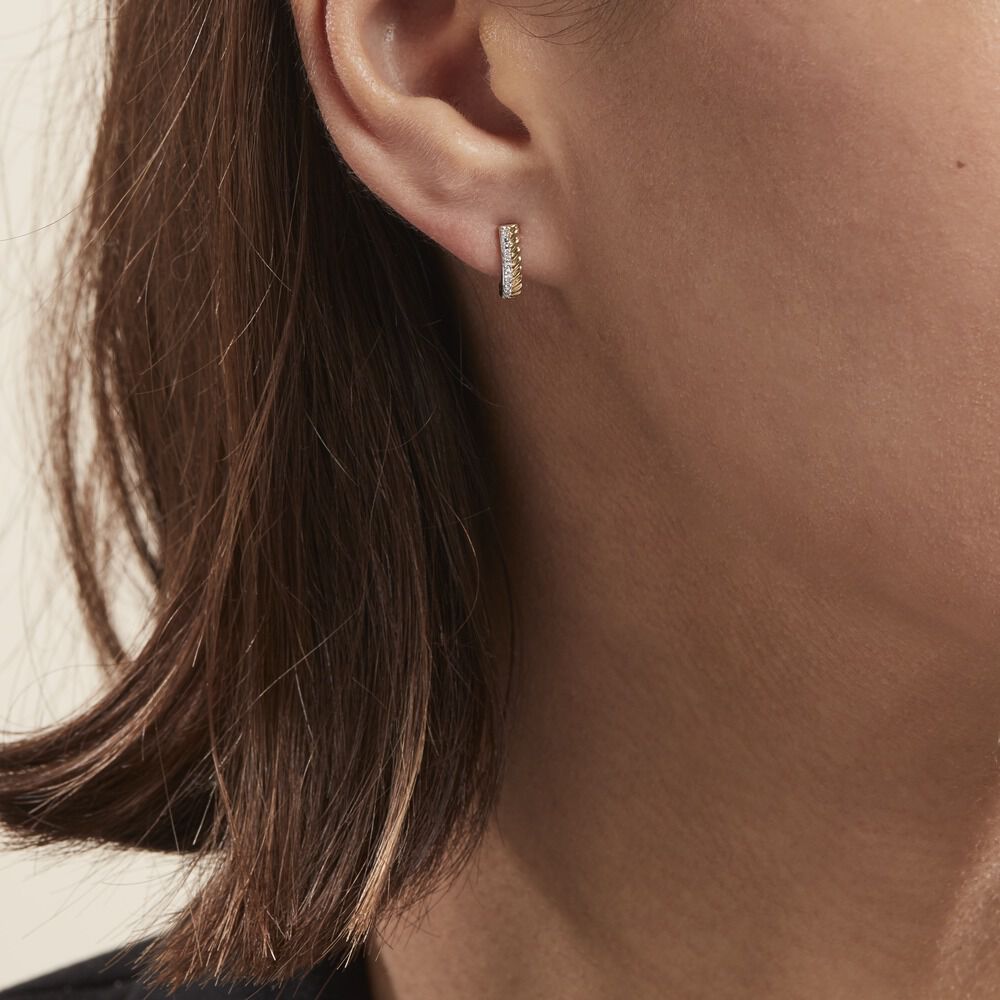 Demi Créoles Or Jaune Adah Diamants - Créoles Femme | Marc Orian