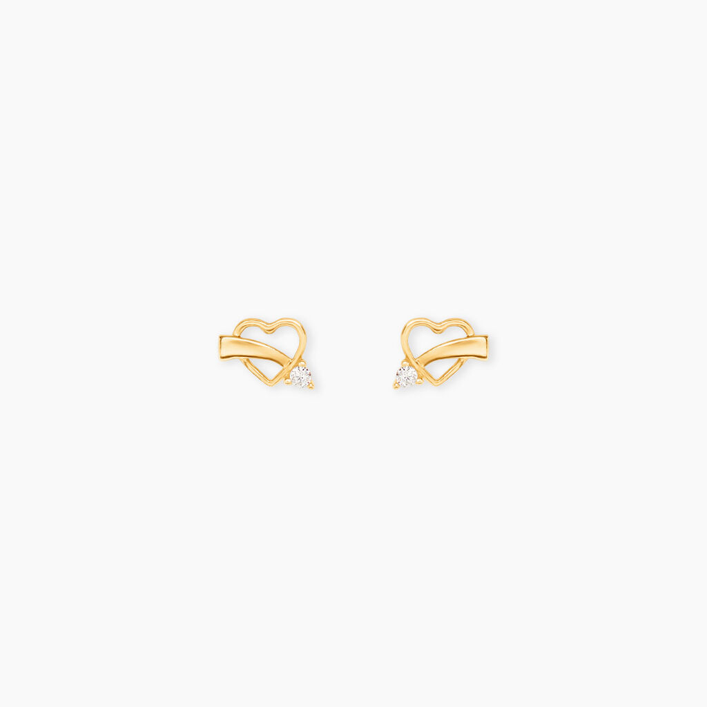 Boucles D'Oreilles Puces Basajaun Or Jaune Oxyde De Zirconium - Puces Femme | Marc Orian