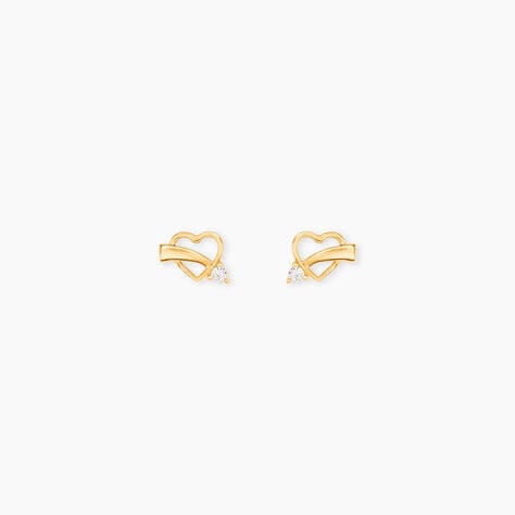 Boucles D'Oreilles Puces Basajaun Or Jaune Oxyde De Zirconium - Puces Femme | Marc Orian
