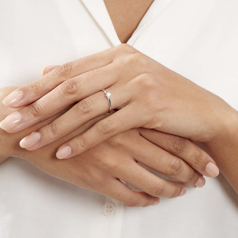 Bague Solitaire Samantha Or Blanc Diamant - Solitaires Femme | Marc Orian