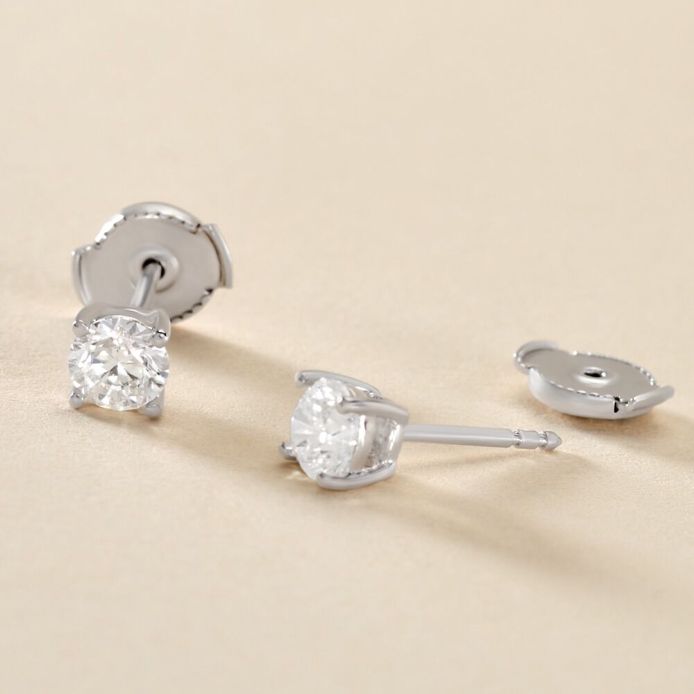 Boucles D'oreilles Puces Aphrodite Or Blanc Diamant -  Homme | Marc Orian