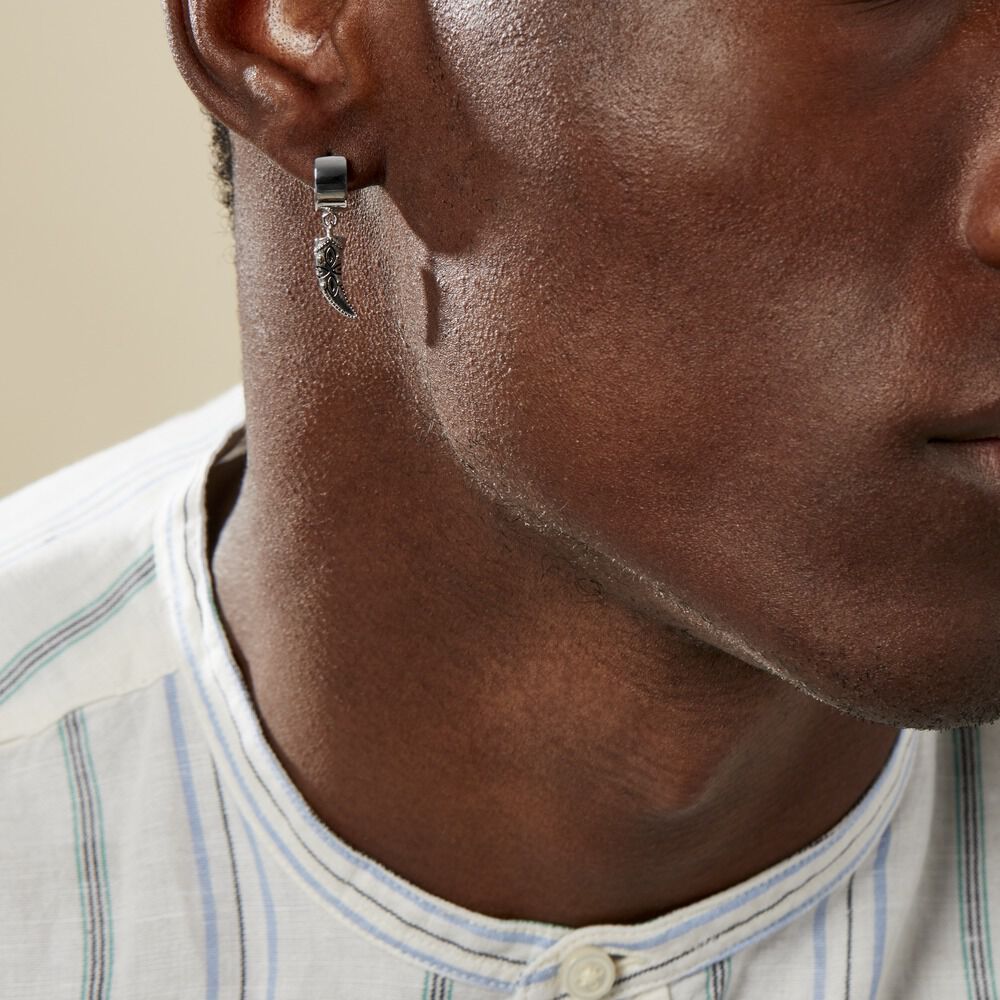Créole Unitaire Elias Argent Blanc - Piercings d'oreilles Homme | Marc Orian