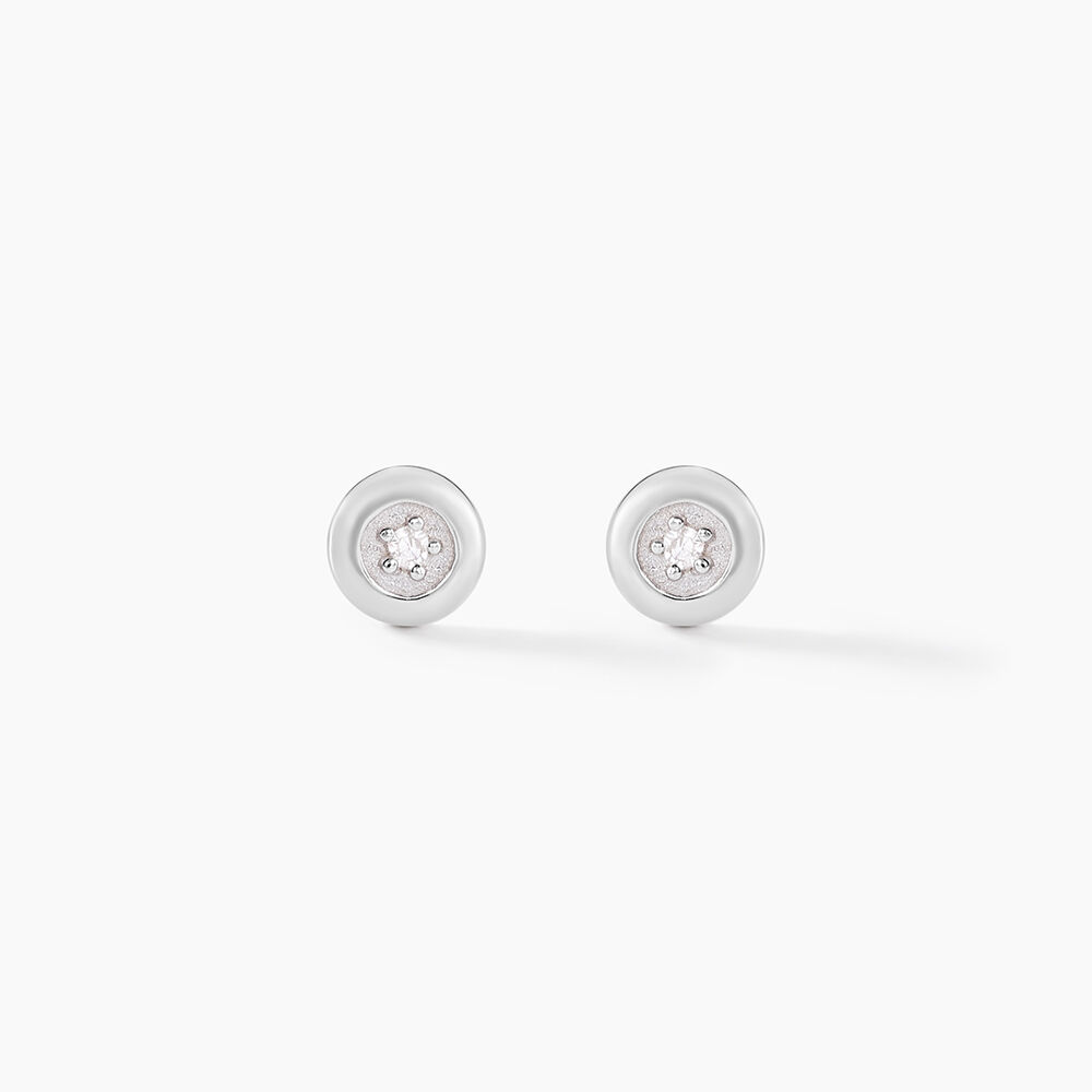 Boucles D'oreilles Puces Fatiana Or Blanc Diamant - Puces Femme | Marc Orian